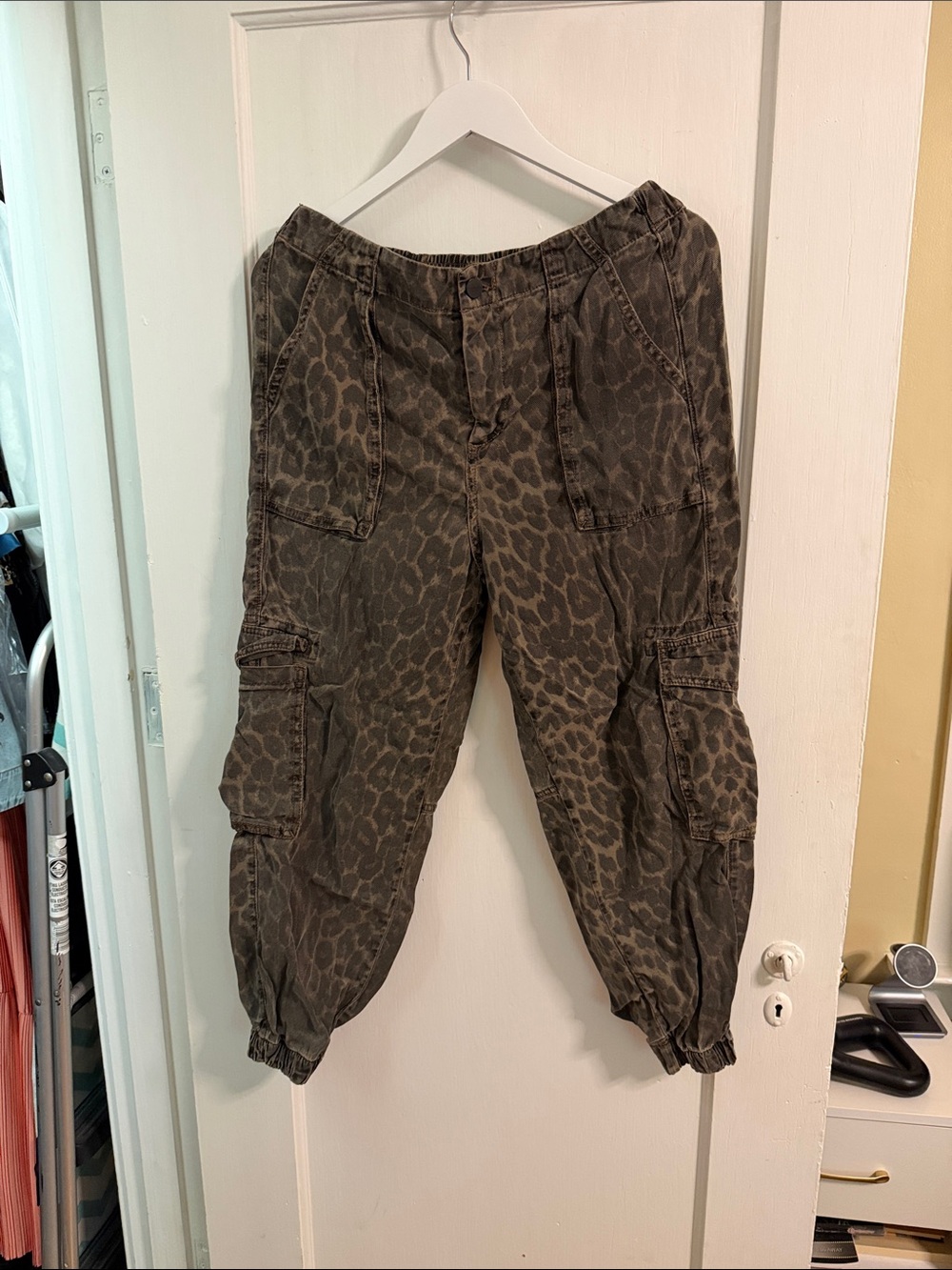 All Saints Olive-Tone Leopard Cargo Pants